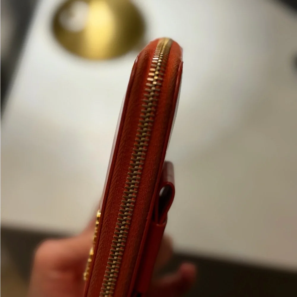 Miu Miu Bright Orange Leather Clutch